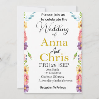 Romantic Watercolor Meadow Wedding Invitation
