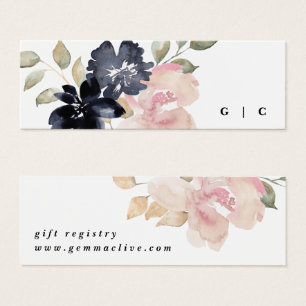 Romantic Watercolor Navy Florals Wedding Registry