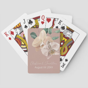 Romantic Watercolor Orchids on Dusty Blush Playing Cards