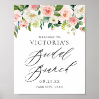 Romantic Watercolor Peach Florals Bridal Brunch