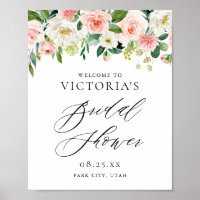 Romantic Watercolor Peach Florals Bridal Shower