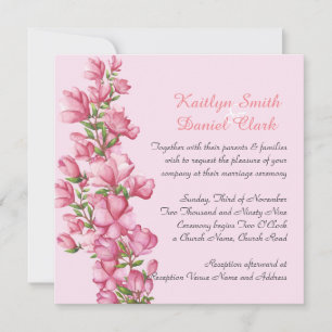Romantic Watercolor Pink Bouquet Wedding Invite