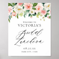 Romantic Watercolor Pink Florals Bridal Luncheon