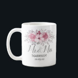 Romantic Watercolor Pink Florals Mr & Mrs Wedding  Coffee Mug<br><div class="desc">For wedding</div>
