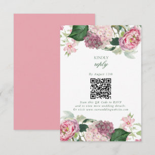 Romantic Watercolor Pink Flowers Garden Wedding Enclosure Card