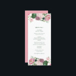 Romantic Watercolor Pink Flowers Garden Wedding Menu<br><div class="desc">A beautiful watercolor wedding design featuring a pink flowers and their greenery. An elegant design perfect for anyone who loves nature, flowers, watercolor floral illustrations and pink themed wedding stationery. A unique pink flowers summer garden wedding menu card design with modern elements. Matching wedding invitations and other stationery items are...</div>