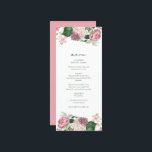 Romantic Watercolor Pink Flowers Garden Wedding Menu<br><div class="desc">A beautiful watercolor wedding design featuring a pink flowers and their greenery. An elegant design perfect for anyone who loves nature, flowers, watercolor floral illustrations and pink themed wedding stationery. A unique pink flowers summer garden wedding menu card design with modern elements. Matching wedding invitations and other stationery items are...</div>