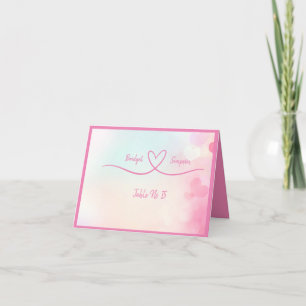 romantic watercolor pink heart guest Seating Cards