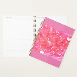 Romantic Watercolor Pink Hearts & Arrows Pattern Planner