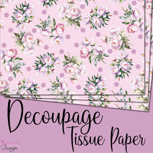 Romantic Watercolor Pink Peonies dots pattern Tissue Paper