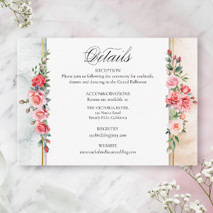 Romantic Watercolor Pink Roses & Calligraphy Enclosure Card