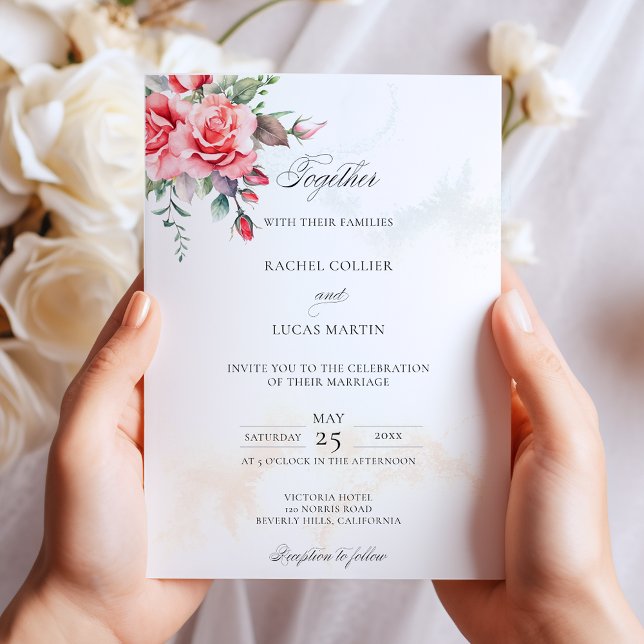 Romantic Watercolor Pink Roses & Calligraphy Invitation (Creator Uploaded)