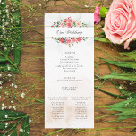 Romantic Watercolor Pink Roses & Calligraphy Programme<br><div class="desc">Lovely clusters of elegant watercolor blush pink roses and green foliage on a subtle pastel watercolor background and centre label with gold borders. Features "Our Wedding" text graphic in custom script font (or delete and customise in the design editor) with editable text fields for your ceremony details and wedding participants....</div>