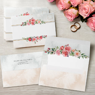 Romantic Watercolor Pink Roses Envelope