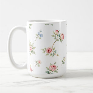 Romantic Watercolor Pink Roses Pattern Coffee Mug