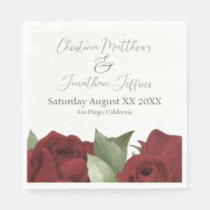 Romantic Watercolor Red Roses Napkin