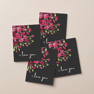 Romantic Watercolor Red Wildflowers "I Love You" Card