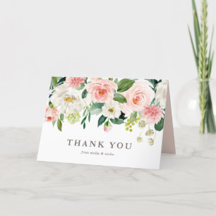 Romantic Watercolor Spring Bloom Wedding Thank You Card