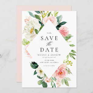 Romantic Watercolor Spring Blooms Save The Date