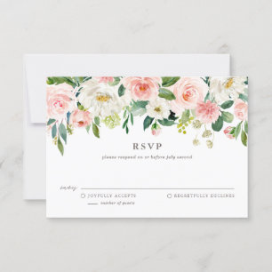 Romantic Watercolor Spring Blooms Wedding RSVP Card