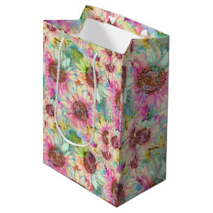 Romantic Watercolor Sunflowers Medium Gift Bag