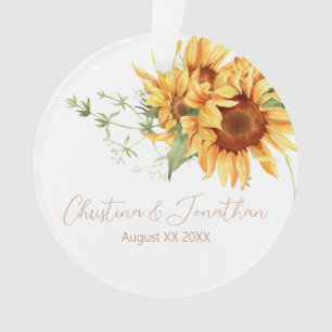 Romantic Watercolor Sunflowers Ornament