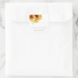 Romantic Watercolor Sunflowers Square Sticker
