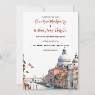 Romantic Watercolor Venice Italy Wedding Invitation