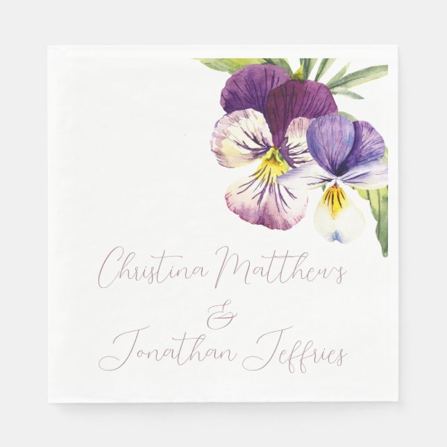 Romantic Watercolor Violets Napkin (Front)