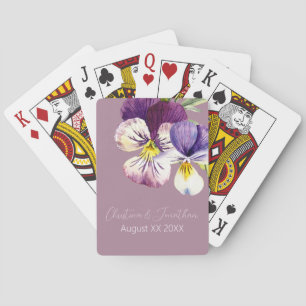 Romantic Watercolor Violets on Dusty Purple Playing Cards
