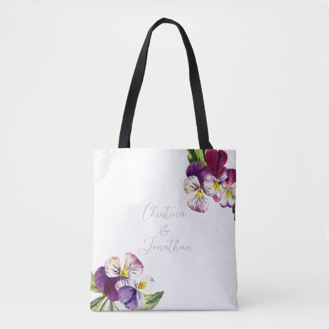 Romantic Watercolor Violets Tote Bag (Front)