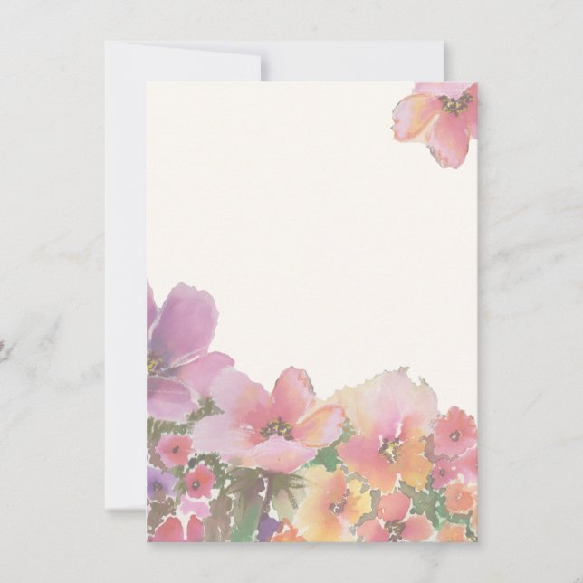 Romantic Watercolor Wedding Flowers Invitation (Front)