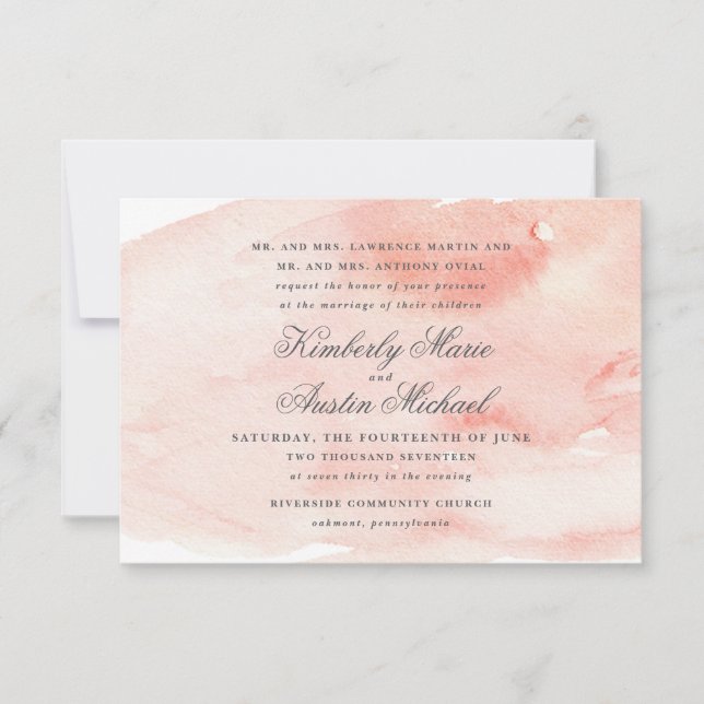 Romantic Watercolor Wedding Invitation (Front)