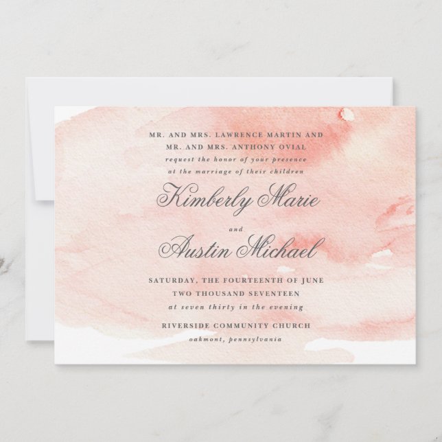 Romantic Watercolor Wedding Invitation (Front)