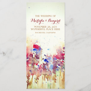 romantic watercolor wedding programs- fall flowers programme