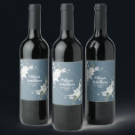 Romantic watercolor white flowers wedding custom wine label<br><div class="desc">Elegant and romantic customisable wine labels for your wedding reception, featuring a beautiful bouquet of white gentle watercolor flowers, over a classy slate grey background. Easily edit the template fields to add the bride and groom names in a modern white script, and your wedding date in a stylish all-caps font....</div>