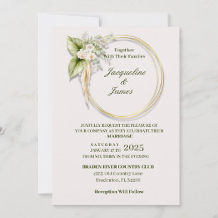 Romantic Watercolor White Rose Invitation
