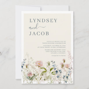 Romantic Watercolor Wildflower Floral Wedding Invitation