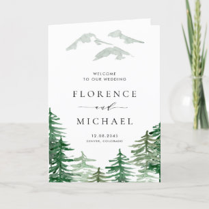Romantic Watercolor Woodland Forest Wedding Programme