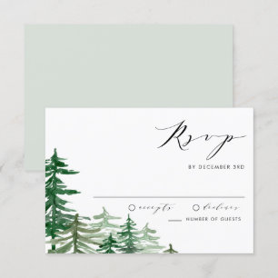 Romantic Watercolor Woodland Spring Wedding RSVP Card