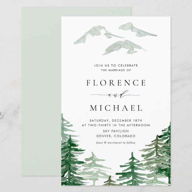 Romantic Watercolor Woodland Wedding (Front/Back)