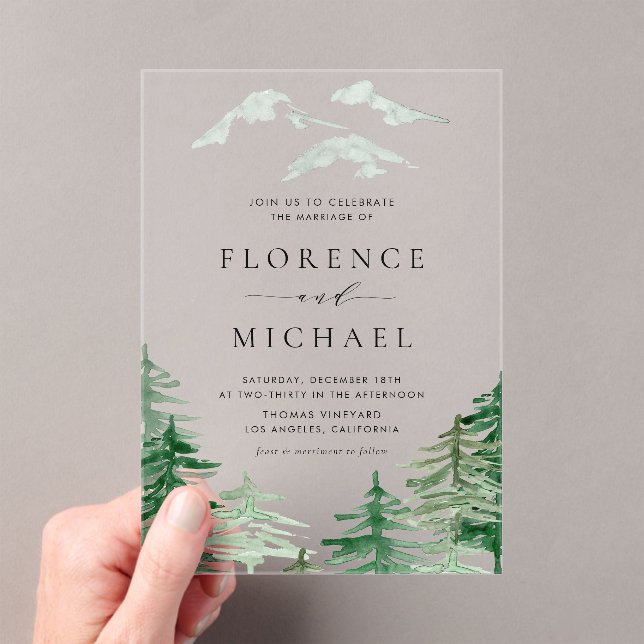 Romantic Watercolor Woodland Wedding Acrylic Invitations (Insitu (Handheld))