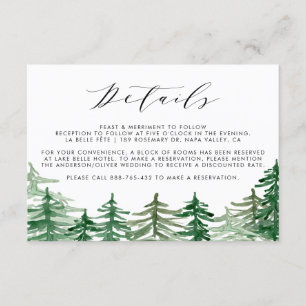 Romantic Watercolor Woodland Wedding Details Card