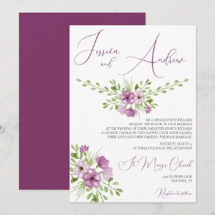 Romantic Watercolour Flowers Wedding Invitation