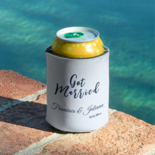 Romantic Waterfront Wedding Can Cooler