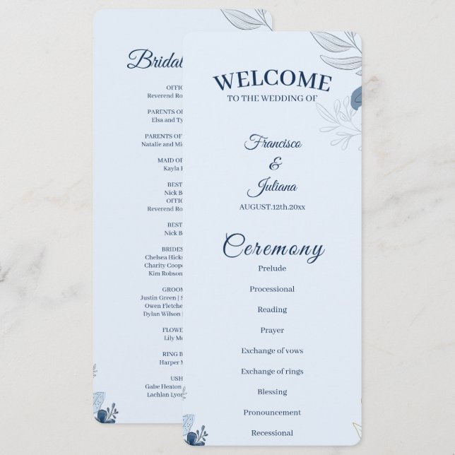 Romantic Waterfront Wedding Programme (Front/Back)