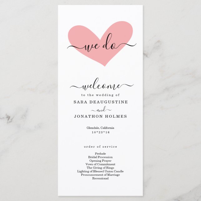 Romantic "we do" Wedding Program Programme (Front)