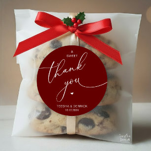 Romantic Wedding A Sweet Thank You Cookies Classic Round Sticker