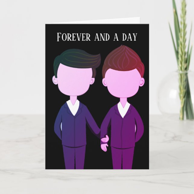 Romantic Wedding Anniversary Gay Men Couple Card (Front)