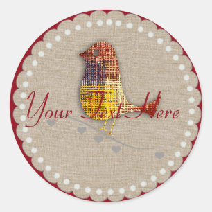 Romantic Wedding Baby Shower Valentine Linen Gift Classic Round Sticker